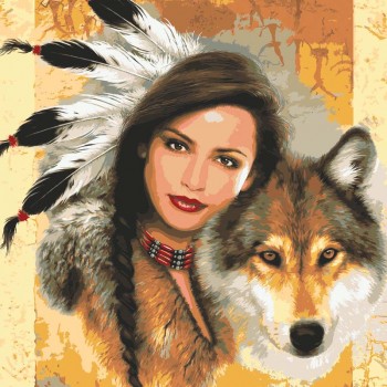 11855 - Indian Maiden with Wolf